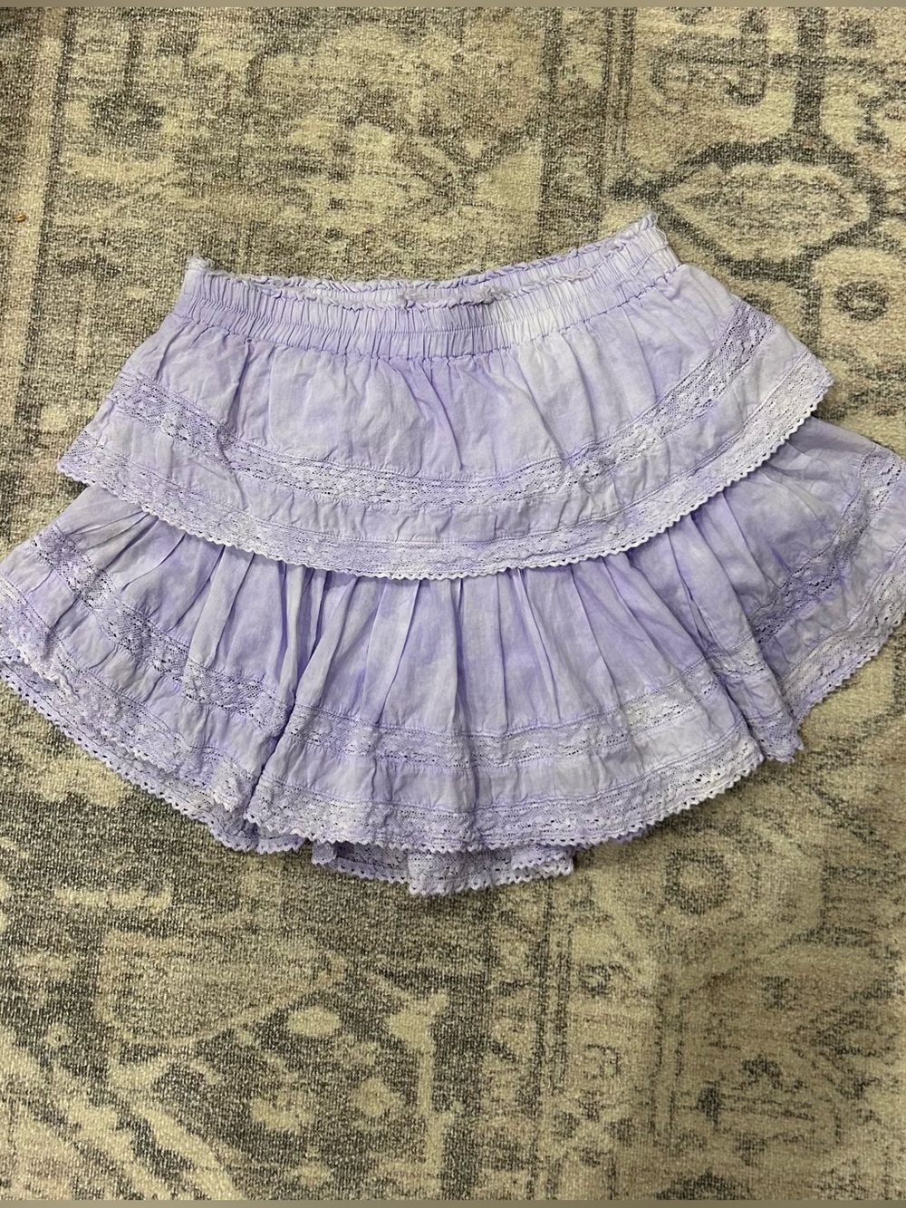 Lavender Love Shack Fancy Ruffled Skirt - Ruffle Mini Heritage Skirt in Purple